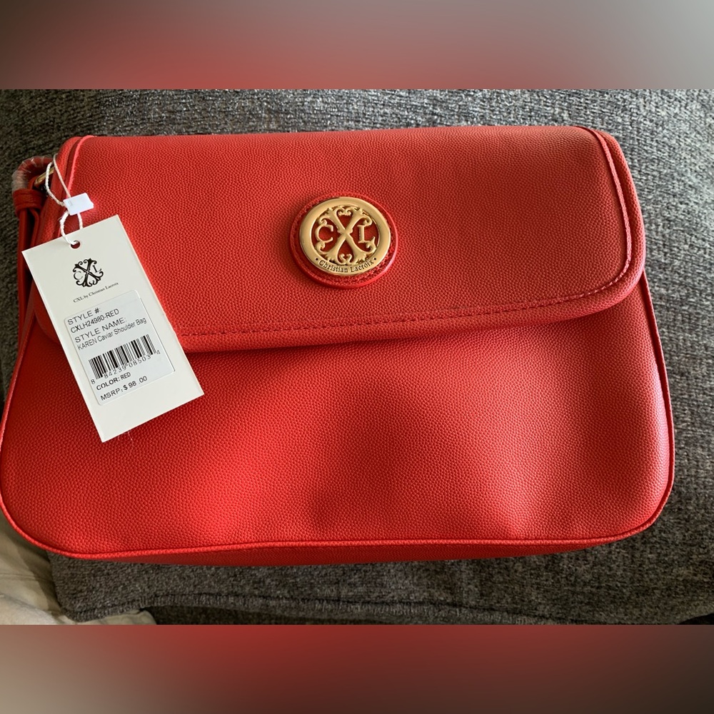 Christian Lacroix ‘Karen’ Caviar Vivid Red Shoulder Bag NWT 🌴